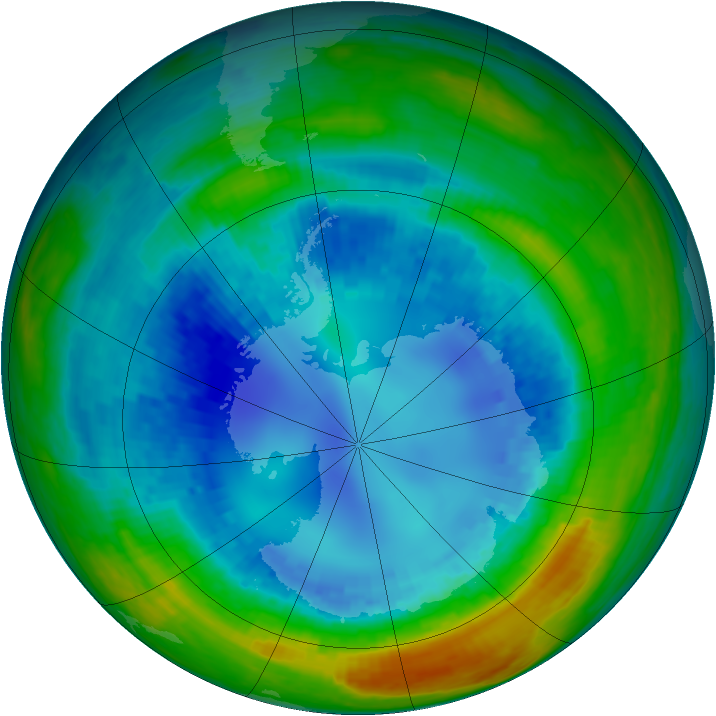 Antarctic ozone map for 23 August 2004